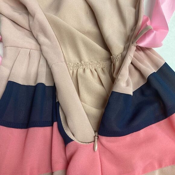 MAISON JULES Women’s Tan Blue & Peach Dress Size Small - Picture 10 of 11